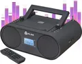 KLIM Boombox B4 Radio mit CD Player + AM/FM Radio, MP3, Bluetooth, AUX, USB + tragbarer CD Spieler mit kabellosem Modus und aufladbaren Akku schwarz