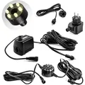 CLGarden Springbrunnenpumpe Set 500 l/h mit 1x LED Ring Beleuchtung warmweiß und Lichtsensor Teichpumpe für Quellstein Wasserspiel 12V