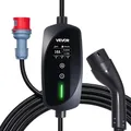 VEVOR Mobile Wallbox, 11 kW 16 A, Typ 2 Ladestation, Tragbares 3-Phasen-Ladegerät mit 8 m Ladekabel, CEE16-Stecker, LCD-Bildschirm, IP66-Steuereinheit, Stromversorgung für Elektrofahrzeuge
