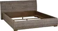 MiaMöbel Bett 180 cm Modern Massivholz Rattan Mango Kubu-grau