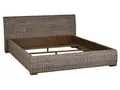 MiaMöbel Bett 180 cm Modern Massivholz Rattan Mahagoni Kubu-grau