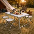 5er Alu Campingmöbel Set Outdoor Camping Tisch + 4 Klapphocker