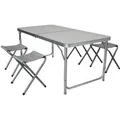 Mojawo 5 Teilig Casmpingmöbelset Aluminium Outdoor CampingL120xB60xH70cm Campingtisch Höherverstellbar mit Tragegriff und 4 Klapphocker