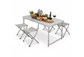 Mojawo Essgruppe 5er Alu Campingmöbel Set Outdoor Camping Tisch + 4 Klapphocker