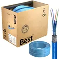 Germany B.e.s.t 200M CAT 8 Netzwerkkabel Verlegekabel Kupfer LAN Kabel Ethernetkabel S/FTP 40 Gbit/s Kat 8 reines Kupfer Datenkabel PoE++ LSZH Datenkabel Simplex