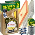 MANN INSPEKTIONSPAKET+5L TOTAL 5W-30 MOTORÖL passend für SEAT LEON VW 1.0 TSI