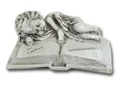 Bambelaa Grabschmuck Deko Trauerartikel Grab-Engel auf Buch Grau Steinharz Fr...