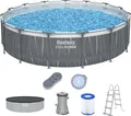 Bestway® Steel Pro MAX™ Frame Pool Komplett-Set mit Filterpumpe Ø 457 x 107 cm, LED-Design, rund
