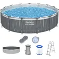 Steel Pro MAXTM Frame Pool Komplett Set mit Filterpumpe Ø 457 x 107 cm, LED-Desig...
