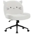 IWMH Bürostuhl ohne Armlehne, Höhenverstellbar Schreibtischstuhl mit Rollen, Ergonomisch Lesesessel für Büro, Schlafzimmer, Schminktisch - Weiß