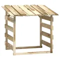 vidaXL Kiefernholz Imprägniert Pergola mit Dach Unterstand Überdachung Kaminholzregal Brennholzregal Feuerholzregal Garten 100x90x100cm