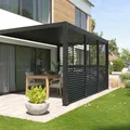 empasa Bewegliche Lamellenseitenwand für Pergola Zeus aus Aluminium Sichtschutz Paneel Windschutz Sonnenschutz, Terrasse, Größe:90 x 218 cm, Farbe:anthrazit