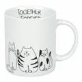 Könitz Funny Cats Becher, Tasse, Kaffeetasse, Porzellan, Katzen, Weiß, 300 ml