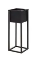 Spetebo Metall Blumentopfständer in schwarz Ständer mit schwarzem Topf - 70 cm - Blumentopfhalter mit Topf - Planzenständer eckig