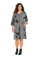Ulla Popken Damen große Größen Übergrößen Plus Size Kleid, Schmetterlinge, 2-Wege-Zipper, V-Ausschnitt, 3/4-Arm grau Melange 50+ 830812123-50+