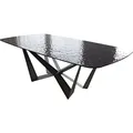 DELIFE Esstisch Edge, Boot Reliefglas Rauchschwarz 3D-Design 240x120 Spider Flachstahl Schwa schwarz 240 cm x 77 cm x 120 cm