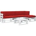 vidaXL 4-Tlg Paletten-Lounge-Set Weiß Imprägniertes Kiefernholz 3066787