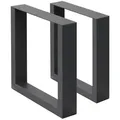 ECD Germany Tischbein 2x Tischkufen aus Vierkantprofilen aus pulverbeschichtetem Stahl, Tischgestell Bankkufen modernes Industriedesign Möbelfüße aus Metall weiß 40 cm x 43 cm