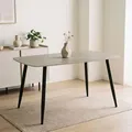 Esstisch MORA mit 140 x 80 cm Keramik Tischplatte, Grau/Schwarz - rechteckiger Esszimmertisch, robustes Metallgestell, moderner Küchentisch mit ab... - Grau