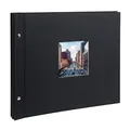 goldbuch 28977 Schraubalbum mit Fensterausschnitt, Bella Vista, 39 x 31 cm, Fotoalbum mit 40 schwarze Seiten mit Pergamin-Trennblättern, Album erweiterbar, Fotobuch aus Leinen, Schwarz