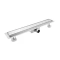sunrik Duschrinne 60 cm, Befliesbar Duschrinne extra flach, Edelstahl Bodenablauf Komplettset mit Siphon Haarsieb