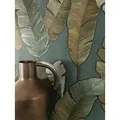 Newroom Vliestapete, Petrol Tapete Modern Dschungel - Mustertapete Blumentapete Grün Braun Tropisch Floral Palmen Blätter für Wohnzimmer Schlafzimmer Küche blau