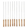 Pack of 10 Barbecue Skewers, Stainless Steel Barbecue Skewers with Wooden Han...