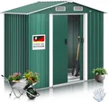 KESSER® XL Metall Gerätehaus 4,2m³ mit Fundament | inkl. Arbeitshandschuhe | 195x131x186cm | 2x Schiebetür & Fundament | Geräteschuppen | Gartenhaus Schrank | Satteldachdach Garten Schuppen