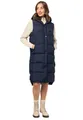 MARIKOO Damen Weste Steppweste lang gesteppte Übergangsweste Kapuze warm B967 [B967-Sayor-Navy-Gr.M]