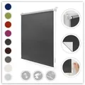 Seitenzugrollo Klemmfix Hitzeschutz, LICHTBLICK ORIGINAL, verdunkelnd, ohne Bohren, freihängend, Klemmfix, mit Thermobeschichtung grau 95 cm x 150 cm
