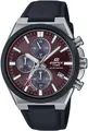 Chronograph, Solaruhr, Armbanduhr, Herrenuhr,Saphirglas, Stoppfunktion,Lederarmband weinrot-schwarz