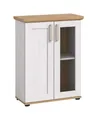 xonox.home - Vitrine Verona 64x88x37 cm in Sibiu Lärche und Artisan Eiche - Vitrine Glasvitrine Dekoschrank Glas-Kommode Stauraumschrank - pflegeleichte Oberfläche