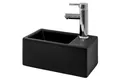 LuxeBath Waschbecken Waschtisch Aufsatzwaschbecken aus Keramik für Badezimmer / Gäste-WC, Aufsatzwaschtisch Handwaschbecken Eckig 35,5x20,5x12,5 cm Schwarz