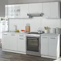 Küchenzeile Vicco Raul Weiß Hochglanz/Weiß 240 cm , AP Marmor, Model 34827 - Weiß
