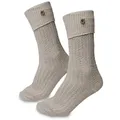 Steigenhöfer Manufaktur Trachtensocken für Herren und Damen – Socken mit Zopfmuster und Edelweißanstecker Oktoberfest Strümpfe aus Baumwolle für Männer & Frauen grau 43-44