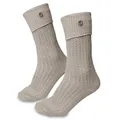 Steigenhöfer Manufaktur Trachtensocken Herren und Damen Lang – Klassische Trachtenstrümpfe im Zopfmuster – Oktoberfest Strümpfe aus Baumwolle für Männer & Frauen – Anthrazit mit Edelweiß – 43-44