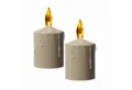 MARELIDA LED-Kerze Grabkerze Grablicht für Laternen 11,5cm Sensor bis 500h beige 2 Stück (2-tlg)
