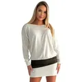 Mississhop Partykleid Damen Minikleid festlich Glitzer Kleid Pulli Tunika S M L XL XXL 9531 weiß S (36)