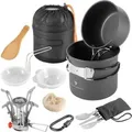 STAHLWERK Camping Kochgeschirr Alu Campinggeschirr Gaskocher Outdoor Set