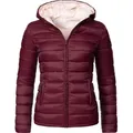 Steppjacke MARIKOO "Luci", Damen, Gr. M (38), rot (weinrot), Obermaterial: 100% Nylon, Futter: 100% Polyester, Wattierung: 100% Polyester, Ärmelfutter: 100% Polyester, klassisch, figurbetont hüftbedeckend, Langarm Ärmel ohne Ärmelschlitz normaler Saum, Jacken, modische Damen Übergangsjacke mit großer Kapuze