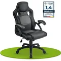 Juskys Racing Schreibtischstuhl Montreal (grau) - Gaming Stuhl ergonomisch, höhenverstellbar & gepolstert, bis 120 kg - Bürostuhl Drehstuhl - Grau/Schwarz
