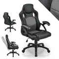 Juskys® Racing Schreibtischstuhl Montreal ergonomisch höhenverstellbar & gepolstert 120 kg belastbar Bürostuhl Drehstuhl PC Gaming Stuhl - grau