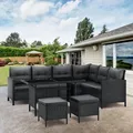 Juskys Loungegarnitur, Dunkelgrau, Kunststoff, 4, Loungemöbel, Gartenlounge-Sets