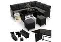 Juskys Gartenlounge-Set Manacor, (Gartenlounge), Polyrattan Gartenmöbel-Set mit Garten-Sofa, Garten-Tisch und 2 Hocker