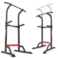 Hop-Sport Power Tower Klimmzugstange & Dip-Station, Höhenverstellbar, Freistehend, Fitnessgeräte für Zuhause, Home Gym, Calisthenics Equipment, Rückentrainer, Max. Belastbarkeit 150 kg