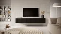 Selsey Veldio - TV-Hängeboard, schwarz mit geriffelten Fronten, 175 cm