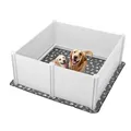 VEVOR Wurfkiste für Hunde, 1520x1520x610 mm, Welpenlaufstall aus Kunststoff-PVC mit höhenverstellbarer Tür & waschbarer PIPI-Unterlage, Welpenkiste für extra große Hunde, milchweiß
