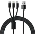 VEGER 3-in-1 USB auf Typ C + Apple Lightning 8-polig + Micro 2A Kabel V303 1,2m schwarz - Schwarz