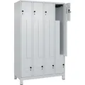 CP-Möbel Spind Classic PLUS, Z-Spind, lichtgrau, 4 Abteile, 8 Fächer, Füße und Drehriegelschloss, 120 x 195 cm