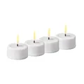 Deluxe Homeart LED-Teelichter für den Innenbereich, flammenlos, Weiß, 4 Stück – mit Real Flame™ Technologie – batteriebetriebene Kerze